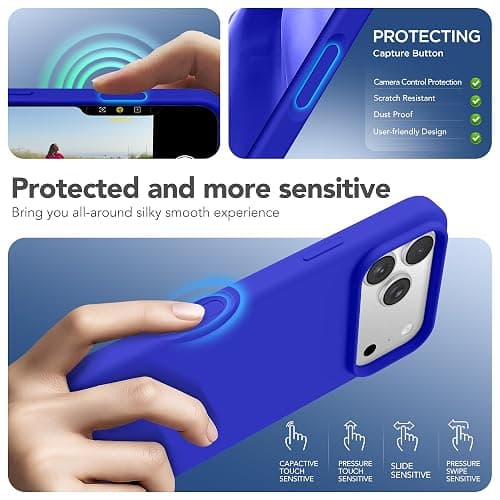 GONEZ Magnetic for iPhone 17 Pro Case, Compatible with MagSafe, [Screen Protector + Camera Lens Protector], Liquid Silicone Anti-Scratch Shockproof Protective Phone Case 6.3 inch, Cobalt Blue thumbnail 5