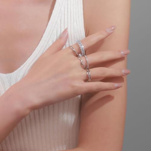 PLOMFOV Gold Plated Stackable Rings - Wedding Bands & Eternity Rings, Dainty 14K Gold Plated, Thin & Simple, Trendy Thumb Stacking Ring Pack (Size 12/11/10/9/8/7/6/5/4) thumbnail 7