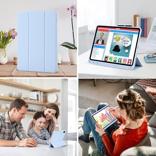 iPad (A16) 11th Generation Case 11 Inch 2025, iPad 10th Generation Case 2022 10.9 Inch with Pencil Holder, Soft TPU Back Slim Smart Protective Trifold Stand Cover, Auto Wake/Sleep, Sky Blue thumbnail 7
