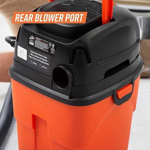 Armor All® AA155 1.5-Gallon 2 Peak HP Portable Wet/Dry Vacuum, Orange thumbnail 6