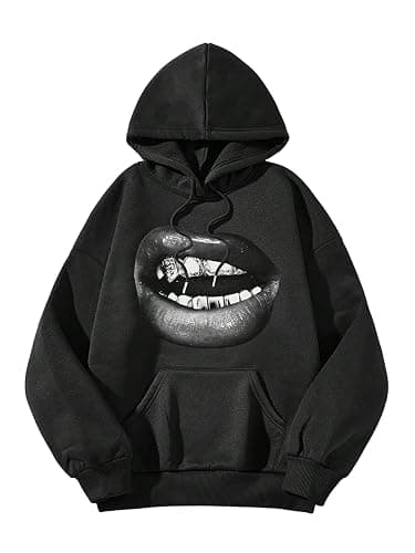 Verdusa Women's Graphic Tops Oversized Sweatshirt Streetwear Pullover Hoodies with Pockets - Image 1