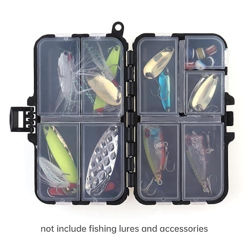 Mini Fishing Tackle Box, Small Fishing Accessories Storage, Double-Layer Lure Accessories Box, 9 Compartments (4.5 x 2.6 x 1.3 inch) thumbnail 9
