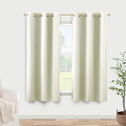 KOUFALL Short Curtains 45 Inch RV Camper Small Window Curtains, Blackout Thermal Bunk Bed Curtains for Bedroom, 2 Panels Set, 34x45 in Length, Cream Beige - Image 1