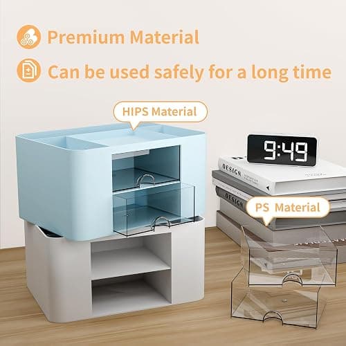 CasaCulina Desk Organizer with 2 Drawer, Multi-Functional Pencil Pen Holder, Plastic Desk Organizers and Storage with 5 Compartments for School Office Art Supplies (White) thumbnail 4