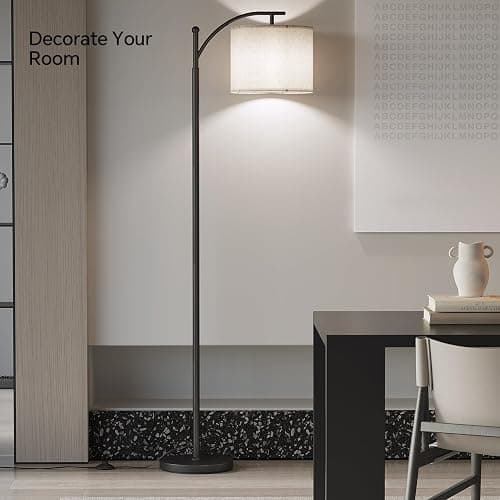 SUNMORY Arc Floor Lamp,Modern Floor Lamp with 9W 3 Color Temperatures Bulb,Metal Standing Lamps with Adjustable Hanging Lampshade,Tall Floor Lamps for Living Room,Bedroom,Office (Black) thumbnail 7