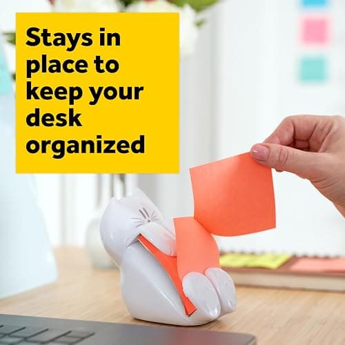 Post-it Note Dispenser, White Cat Design, 1 Dispenser, 1 Pad, 45 Sheets | Sticky Notes Holder for Desk, Classroom or Office Supplies thumbnail 4