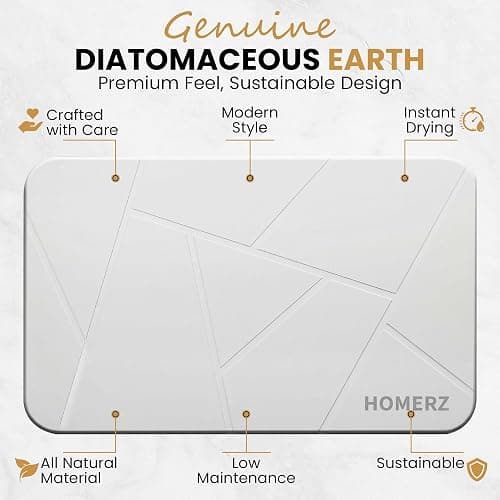 Homerz Stone Bath Mat – Premium Diatomaceous Earth Bath Mat, Rock Absorbent Bath Mats for Bathroom, Modern Stone Drying Mat, Shower Mat Outside Shower, Tapetes para Baño 23.6"x15.3" thumbnail 5