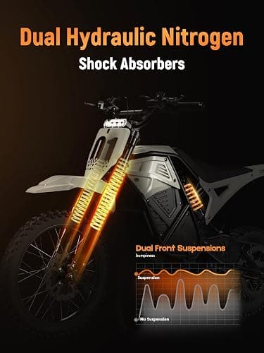 ESKUTE Electric Dirt Bike for Teens Adults, Mid-Drive Motor 3500W Peak, Electric Motorcycle 48V23Ah Battery, Hydraulic Brake，53Mile,38mph, Hydraulic Nitrogen Shock Absorbers thumbnail 5