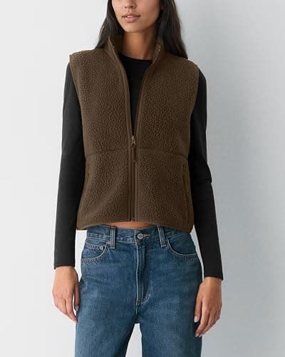 Locachy Women's Lighweight Sherpa Fleece Warm Winter Vest Cute Casual Zip Up Stand Collar Gilet with Zip Pockets 2025 thumbnail 4