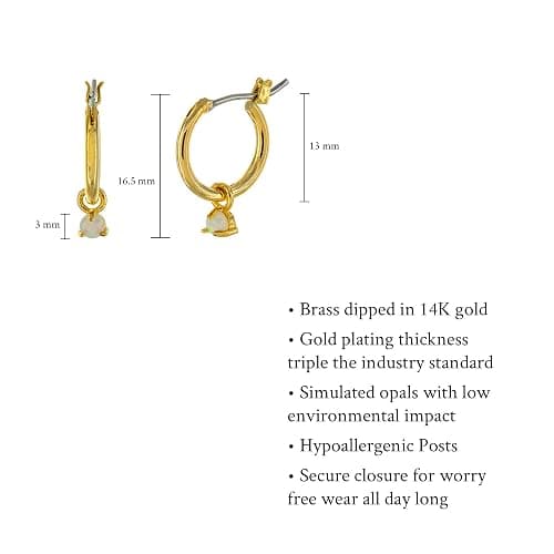 Columbus 14K Gold Plated Charm Huggie Hoop Earrings - Butterfly Earrings - Pearl Drops - Cowry Shell Dangle Earrings Heart Charm Huggies for Women thumbnail 4