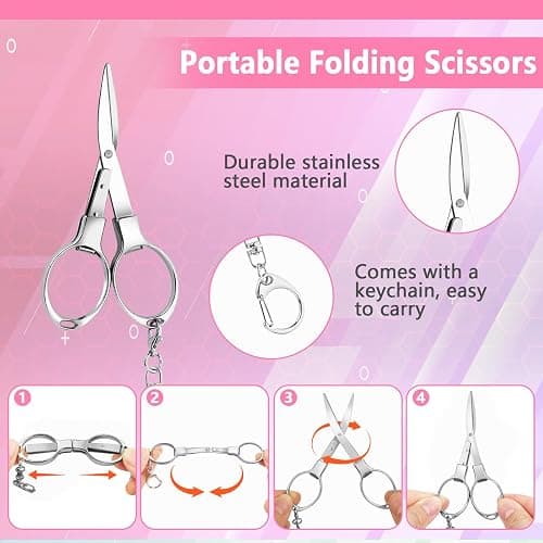 6 Pcs Nurse Badge Accessories Nurse Pen Pack Set Including Retractable Badge Reel Clip, Mini Highlighter, Permanent Marker, Ballpoint Pen, LED Keychain Flashlight, Folding Scissors, Pink thumbnail 6