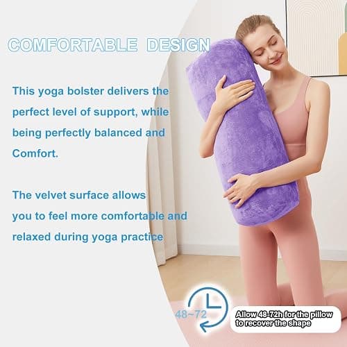 TokSay Yoga Bolster Pillow for Restorative & Yin Yoga - Meditation Pillow with Velvet Cover - Rectangular thumbnail 6