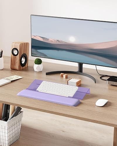 Laborio Computer Keyboard Stand for Desktop, Keyboard Wrist Rest Holder Stand for Easy Typing with Wrist Pad for Office Desk, Home, School(Purple) thumbnail 7
