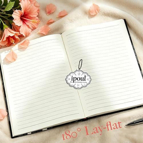ipoul Flower Notebook, A5, 6x8, Hardcover, Lay Flat, Lined Paper, Ruled Page, Journal for Women, Gift for Her, Writing Notebook, Pretty, Peony, Pink thumbnail 5
