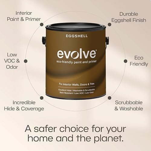 EVOLVE Interior Paint & Primer, Eggshell (Pale Blue), 1 Gallon – One-Coat Coverage, Excellent Hide, Low VOC, Low Odor, Washable Paint for Walls, Doors & Trim thumbnail 4