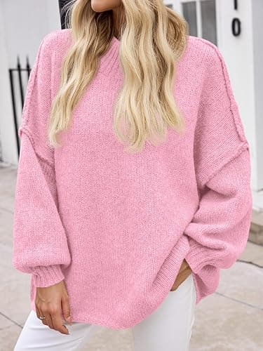 Saodimallsu Womens Oversized Sweaters Mock Neck Batwing Long Sleeve 2026 Fall Trendy Ribbed Knit Casual Tunic Sweater thumbnail 4