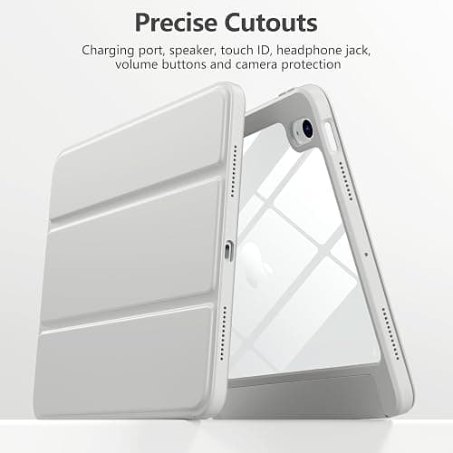 Wenlaty for iPad Air 11 inch Case M4/M3/M2, for iPad Air 5th/4th Gen, White | for iPad 11/10.9 inch with Pencil Holder, Slim Shockproof Cover with Clear Back Shell, Soft TPU, Auto Sleep/Wake thumbnail 8