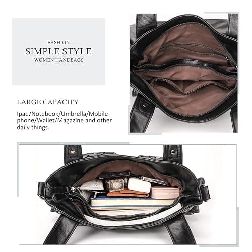KL928 Women's Shoulder Purse Large Hobo Tote PU Leather Multi-Pocket Bag | Large capacity, water-resistant, easy-clean, adjust strap, fits 10.2"ipad, pockets, compartments, zipper, shop, travel, daily thumbnail 5