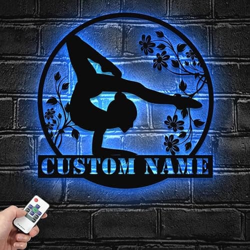 Personalized Female Gymnastics Metal Wall Art with LED Light – Custom Girl Gymnast Name Sign for Home Decor or Gift thumbnail 4
