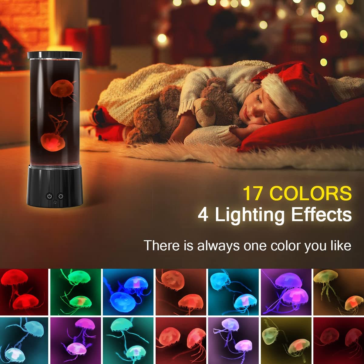 FBSPORT Jellyfish Lamp 17 Colours 4 Light Modes Gelyfish Lamp Fantasy LED Jellyfish Aquarium Lamp Round Gift for Kids Adults Decoration for Home Office thumbnail 2