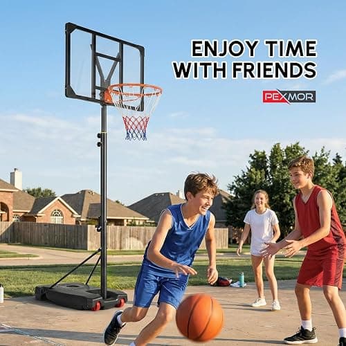 PEXMOR 5.05-8.53FT Portable Basketball Hoop, Adjustable to Any Height Easily, 33" Backboard for Teenagers, with Fillable Base & Wheels, Basketball Goal for Outdoor, Indoor, Backyard, Driveway thumbnail 4