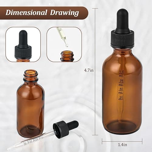 HPOPO 4PCS 2oz Clear Glass Dropper Bottles, Empty Leak-Proof Containers for Essential Oils, Beard Oils, Watercolor Paints & DIY Crafts thumbnail 3