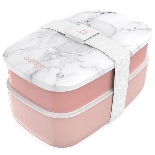 Bentgo Classic - Adult Bento Box, Stackable 3-Compartment Lunch Box with Removable Utensil Set and Sealing Strap, BPA-Free, Food Container Ideal for Meal Prep, Work, and On the Go (Blush Marble) thumbnail 5