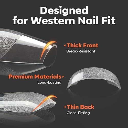 modelones Pro Luxe Instant Nail Apex Tips 15 Sizes, Medium Square Extension Gel Tips Pre-building & Pre-etched Thicker Strength Acrylic Fake Nails Full Cover 120 Pcs thumbnail 3