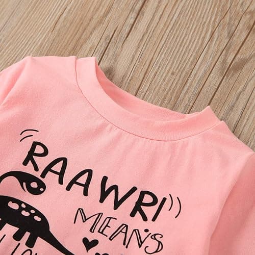 BOUTIKOME Toddler Baby Girls Clothes Sets Little Girl Dinosaur Long Sleeve Shirts Tops + Pants 2pcs Fall Winter Outfits thumbnail 4