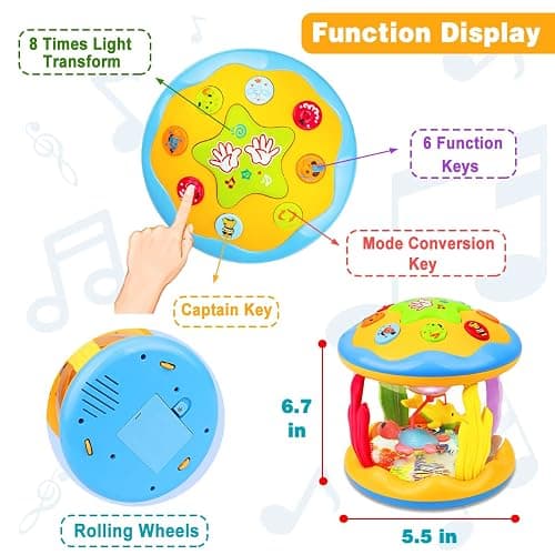Aboosam Baby Toys 6 to 12 Months - Musical Learning Infant Toys 12-18 Months - Babies Ocean Rotating Light Up Toy for Toddlers 1 2 3+ Years Old Boys Girls Baby Gifts thumbnail 2