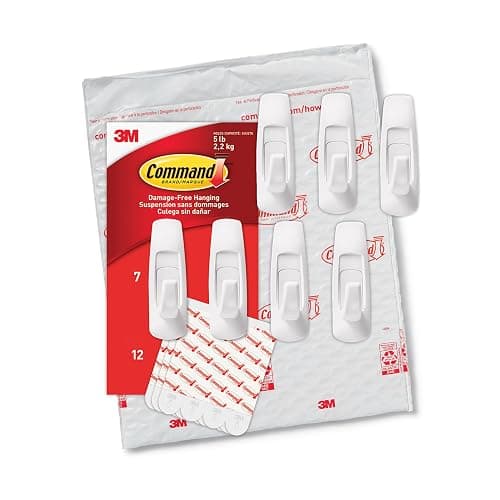 Command 5 lb Large Utility Hooks, 7 Wall Hooks and 12 Strips, Damage Free Hanging with Adhesive Strips, No Tools for Hanging, Organization and Storage | 12-Strips, Organize, Damage-Free thumbnail 10