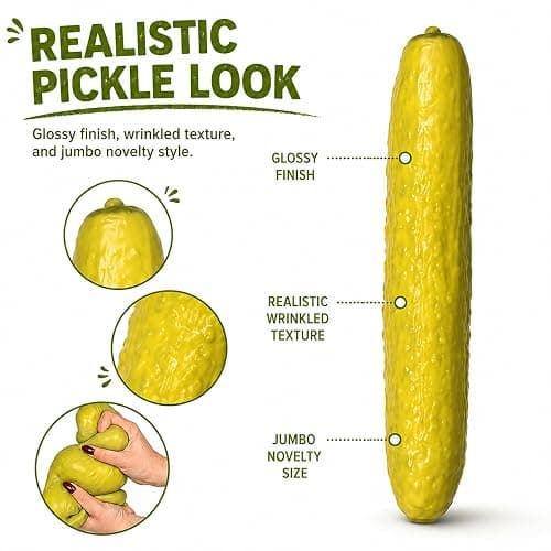 Squishy Pickle, Pickle Squishy Stress Toy, Fidget Squishy Toys, Fruit Stress Balls for Anxiety Relief, Perfect to Squeeze, Sensory Toys (Pickle) thumbnail 3