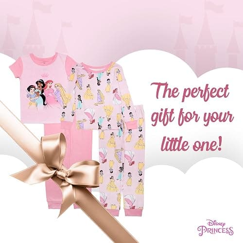 Disney Girls' 4-Piece Snug-fit Cotton Pajama Set, Soft & Cute for Kids thumbnail 5