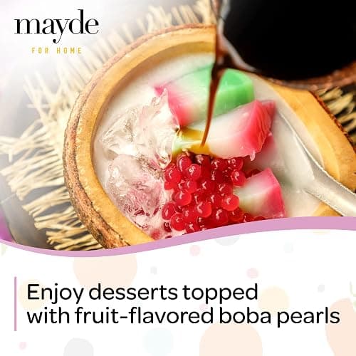 Mayde Popping Boba Pearls, Strawberry, Mango, Passion Fruit, 490g, 3 Pack | Bursting Balls Party Kit thumbnail 4