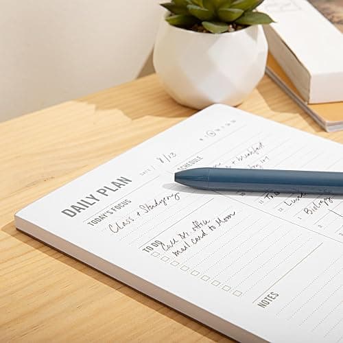 Daily Planner Notepad with Hourly Schedule - ADHD Planner, Time Block Planning Pad, Desktop To Do List, College Supplies - 6 x 9” - 50 Undated Sheets thumbnail 3