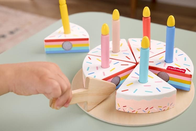 Fisher-Price Wood Pretend Play Toy Cake Set, 14-Piece Wooden Food Decorating & Serving Play for Preschool Kids Ages 3+ Years thumbnail 2