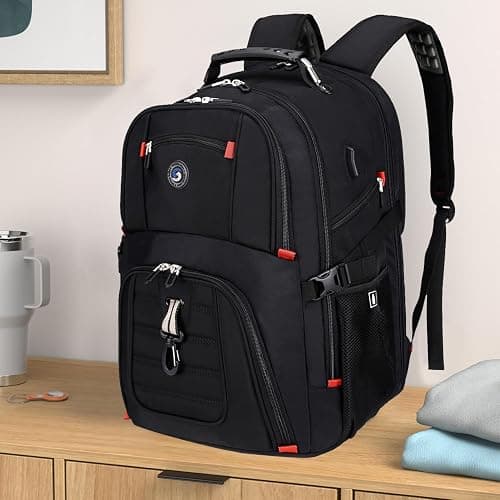 SHRRADOO Extra Large 50L Travel Laptop Backpack with USB Charging Port, College High School Backpack Airline Approved Business Work Bag Fits 17 Inch Computer for Men Women thumbnail 2