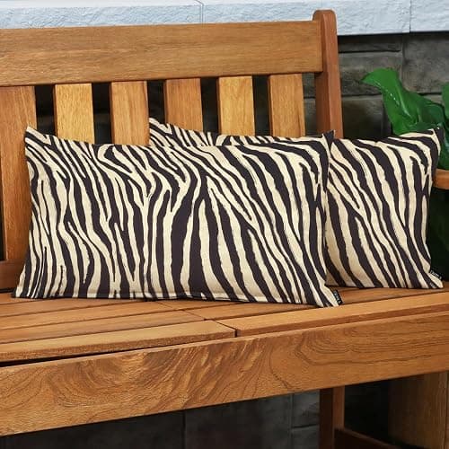 EKOBLA Decorative Lumber Cushion Case Zebra Striped Printed African Safari Skin Cotton Linen Farmhouse Throw Pillow Covers Cushion Case 12x20 Inches for Couch Sofa Home Decoration thumbnail 5