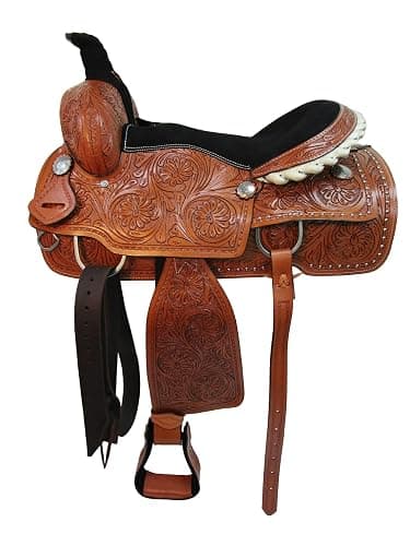 Western Trail Saddle Horse Pleasure Comfortable Ride Tooled Leather Rodeo Cowboy Saddles 15 16 17 18 FQHB thumbnail 4