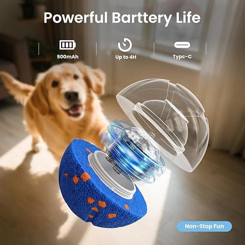 Ollapet Smart Interactive Dog Toy Ball - Auto Bouncing & Rolling, Chew-Resistant E-TPU Material, 3 Interactive Modes, IPX7 Waterproof, Smart Chase Pet Toy Ball for Medium and Large Dogs (Blue) thumbnail 7