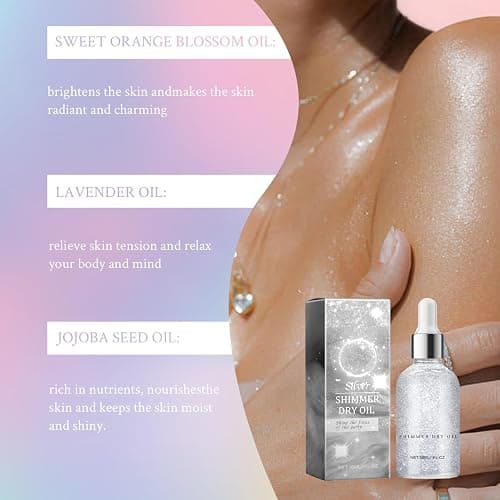Orphic Body Shimmer Shimmering Body Oil,Body Shimmer Oil für Den Perfekten Festival-Look,Glänzende Schultern,Strahlende Haut,Glowing Body Shimmer Dry Oil Glow on the Skin,30 Ml thumbnail 6