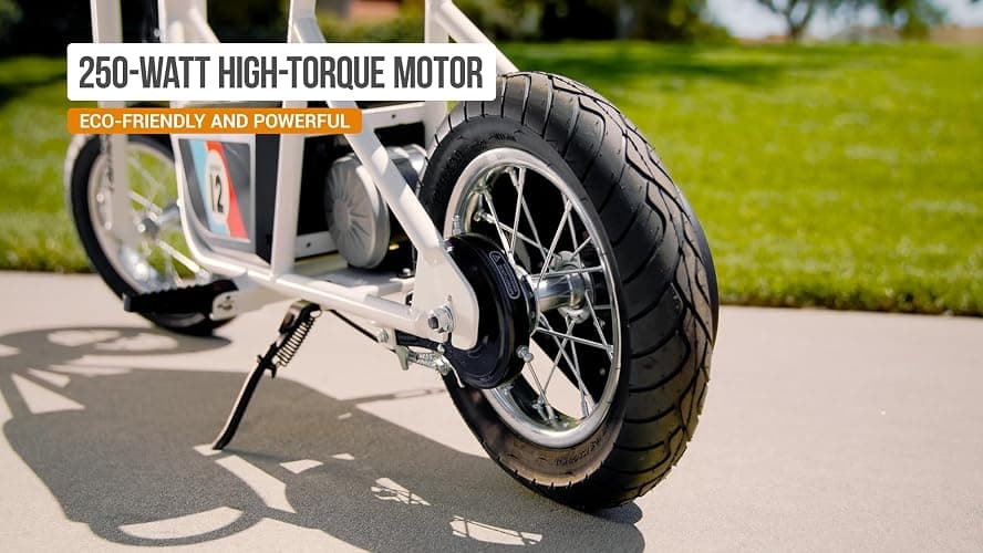 Razor Electric Bike for Ages 13+, 170 lb Max Weight, White, w/ 250W Motor, 12” Tires & 24V Battery, Up to 14 MPH, Rambler 12 – Rechargeable Ride On Minibike for Teens and Adults thumbnail 3