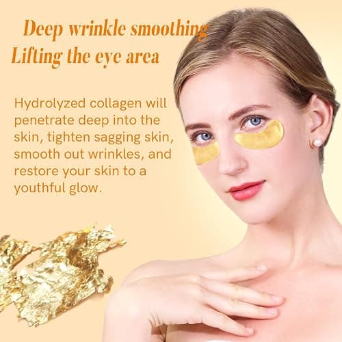 PEAUAMIE Under Eye Patches with Collagen and Hyaluronic Acid Eye Mask for Wrinkle,Dark Circles,Face Mask Skin Care Products 24 Pairs thumbnail 3