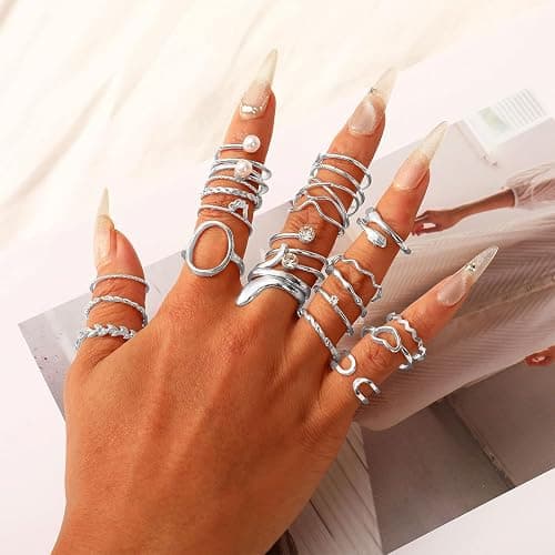 CHICUTIE Gold Knuckle Rings Set For Women Stackable Joint Finger Midi Rings Dainty Cubic Crystal Zirconia Simple Hollow Twist Cute Rings Pack Jewelry Gift thumbnail 3
