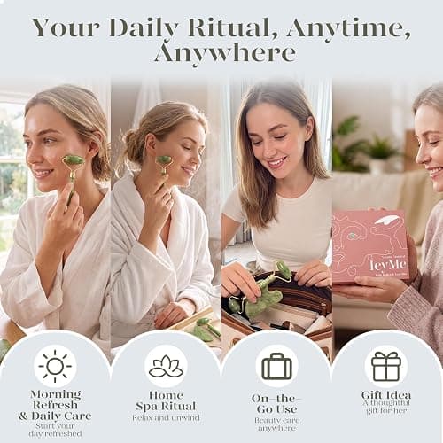 BAIMEI IcyMe Gua Sha & Jade Roller Set, Cooling Face Roller & Guasha Tool for Face Depuffing, Facial Sculpting & Jawline Definition, Smooth Rolling Skincare Tools Gifts for Women & Men – Green thumbnail 5