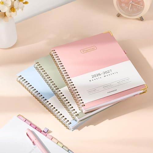 Forvencer Academic Planner 2026-2027, Hardcover Calendar Planner Weekly & Monthly, July 2026 - June 2027, 8.5" x 11", Daily Agenda with Tabs, College School Organizer for Student Teacher, Pink thumbnail 8