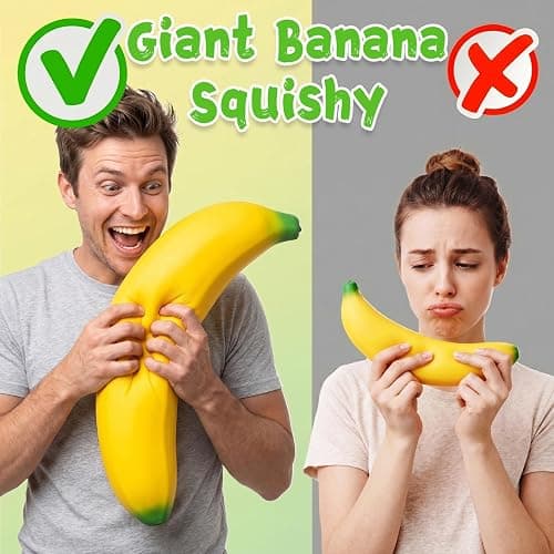 18In Banana Squishy, Jumbo Squishy Banana Giant Big Realistic Bananas Moldable Soft Squishys Slow Rising Stress Ball for Anxiety Stress Party Favor for Adults (18IN Banana) thumbnail 3