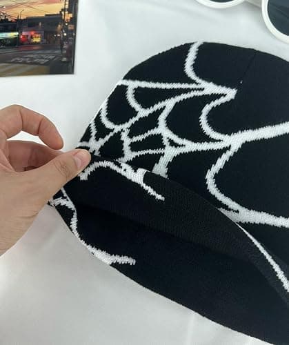 Pooyikoi Y2K Gothic Spider Pattern Wool Acrylic Knitted Hat Women Beanie Winter Warm Beanies Men Casual Skullies Outdoor thumbnail 6