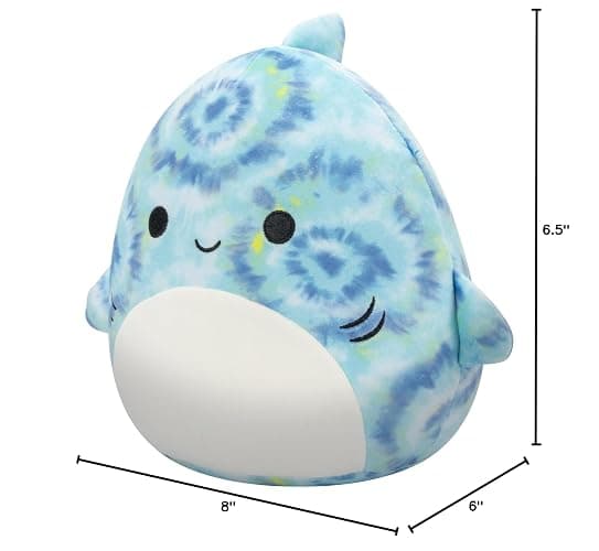 Squishmallows Original 8-Inch Luther Blue Tie-Dye Tiger Shark - Official Jazwares Plush - Blue Tie-dye Tiger Shark thumbnail 3