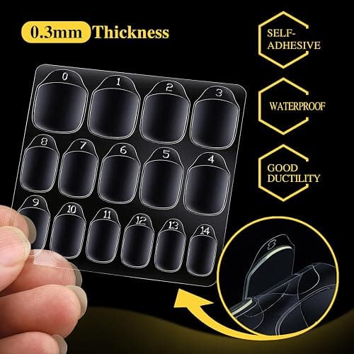 Teenitor 300pcs Nail Adhesive Tabs for Press on Nails, 15 Sizes of Nail Sticky Tabs for Nails Press on Nail Stickers, Nail Glue Stickers Press on Sticky Tabs, 20 Sheets - 300 thumbnail 5